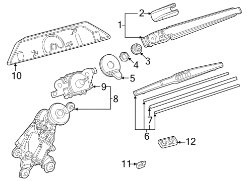 2023 Toyota Sequoia Rear Wiper Rubber Diagram for 85214-42060