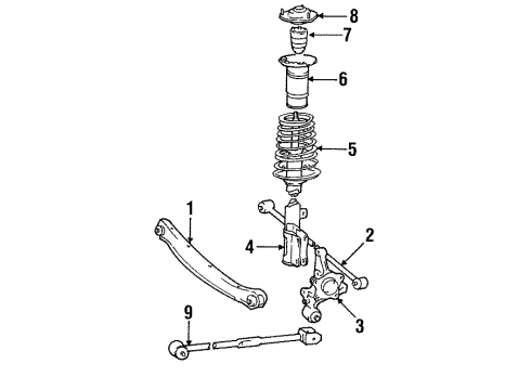 1988 Toyota Camry Rear Suspension Components, Stabilizer Bar Diagram