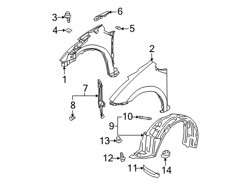 2004 Toyota Prius Fender & Components Diagram