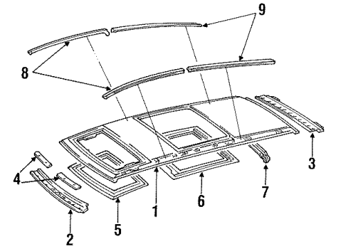 1995 Toyota Previa Reinforcement Sub-Assy, Roof Panel Diagram for 63103-95D00