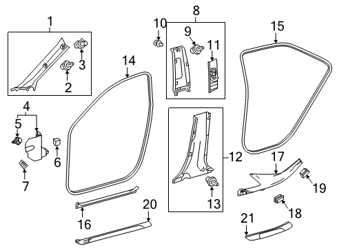 2021 Toyota Camry GARNISH, Center Pillar Diagram for 62413-06190-B0