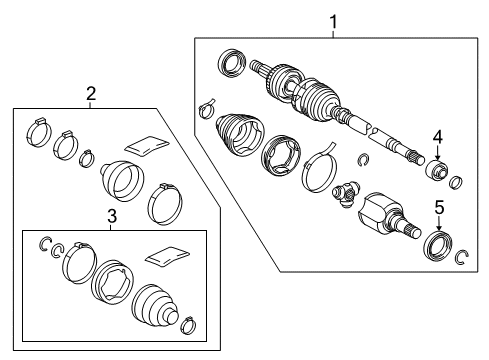 2021 Toyota Prius AWD-e Front Cv Joint Boot, Left Diagram for 04437-47033