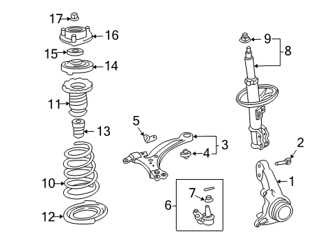 2004 Toyota Solara Front Suspension, Control Arm, Stabilizer Bar Diagram 1 - Thumbnail