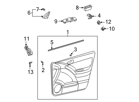 2004 Toyota Matrix Board Sub-Assy, Front Door Trim, LH Diagram for 67620-01340-B3