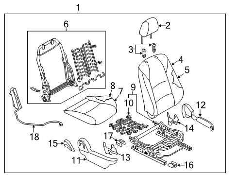 2020 Toyota Yaris Passenger Seat Components Diagram