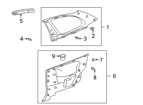 2001 Toyota Echo Pocket, Quarter Trim, RH Diagram for 62594-52010-B1