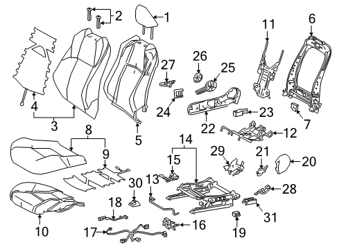 2019 Toyota C-HR Front Seat Cover Sub-Assembly Diagram for 71073-F4251-C1