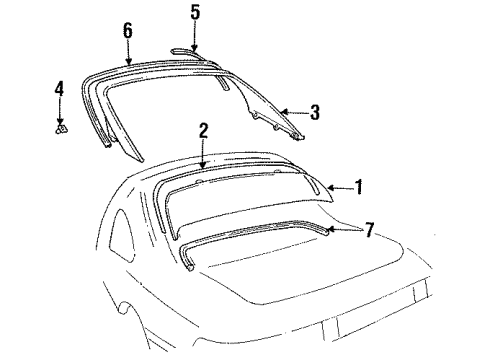 1993 Toyota MR2 Back Glass, Reveal Moldings Diagram