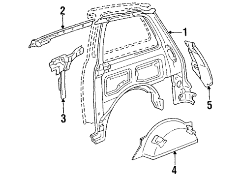 1992 Toyota Previa Panel, Quarter Wheel House, Inner RH Diagram for 61633-95D00