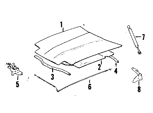 1986 Toyota Celica Hood Support Assembly, Left Diagram for 53450-19015