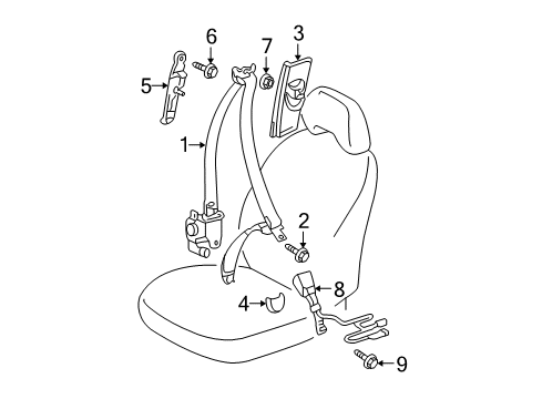 2005 Toyota Prius Cover, Lap Belt Outer Anchor Diagram for 73233-33010-P2