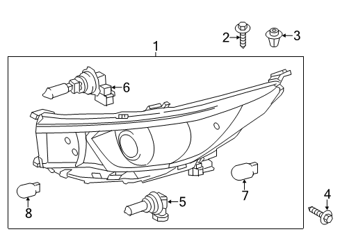 2019 Toyota Highlander Bulbs Diagram 2 - Thumbnail