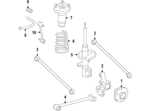 2003 Toyota Camry Rear Suspension Components, Stabilizer Bar Diagram 2 - Thumbnail