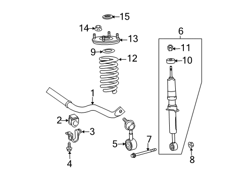 2007 Toyota Tundra Front Struts & Components, Stabilizer Bar & Components Diagram