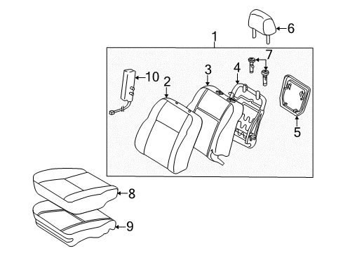 2003 Toyota Matrix Front Seat Cushion Cover, Left(For Separate Type) Diagram for 71072-01080-B0