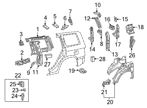 2005 Toyota Highlander Extension, Quarter Panel, Lower LH Diagram for 61602-48010