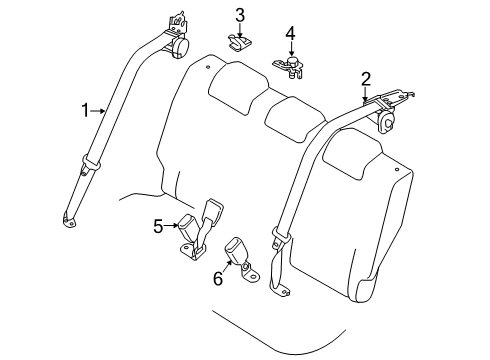 2020 Toyota Yaris Rear Seat Belts Diagram 2 - Thumbnail