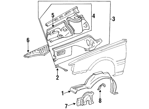 1984 Toyota Camry Liner, Front Fender, LH Diagram for 53876-32010