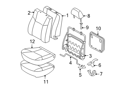 2005 Toyota Tacoma Front Seat Back Cover, Right(For Separate Type) Diagram for 71073-AD030-B1