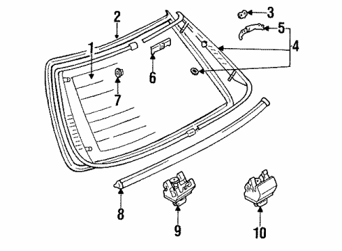 1992 Toyota Cressida Back Glass, Reveal Moldings Diagram