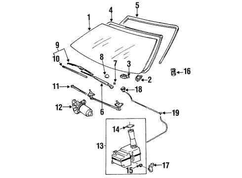 1993 Toyota Tercel Front Windshield Wiper Blade Left Diagram for 85222-60120