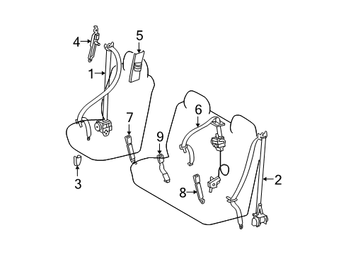 2012 Toyota Tundra Rear Seat Belts Diagram 1 - Thumbnail