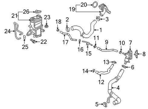 2023 Toyota RAV4 Prime Hose, Water By-Pass Diagram for 16297-25020