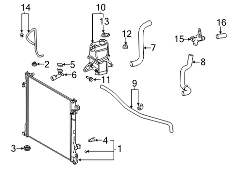 2022 Toyota Highlander Radiator & Components Diagram