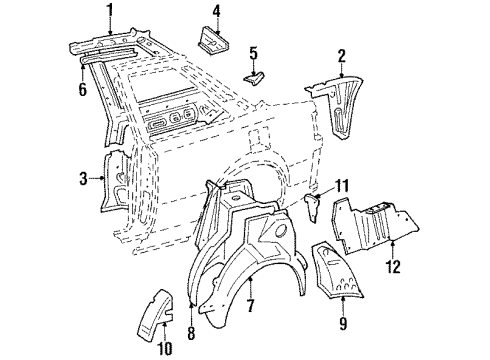 1987 Toyota Celica Quarter Panel - Inner Structure & Rails Diagram 2 - Thumbnail