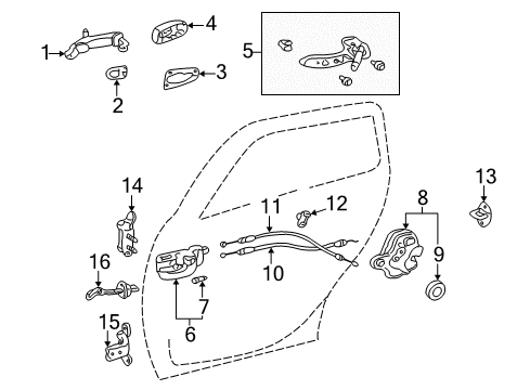 2005 Scion xA Handle, Outside Cover, Black, Rear Diagram for 69227-42070-D5