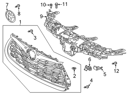 2022 Toyota Highlander Grille & Components Diagram 2 - Thumbnail