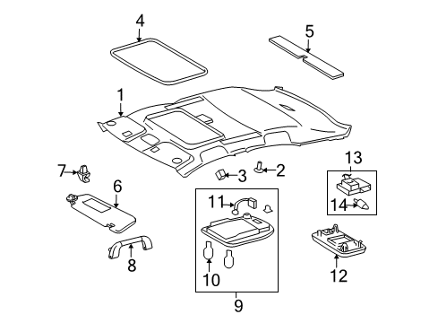 2013 Toyota Matrix Interior Trim - Roof Diagram