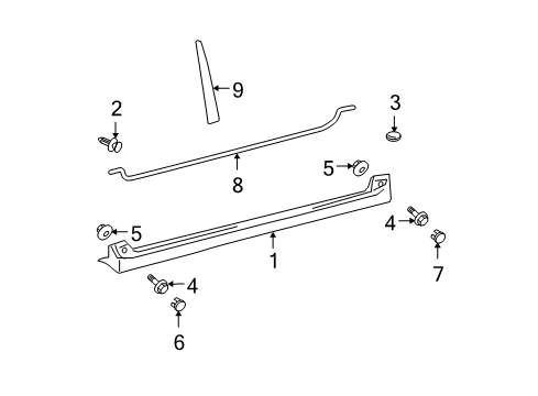 2004 Scion xB Exterior Trim - Pillars, Rocker & Floor Diagram