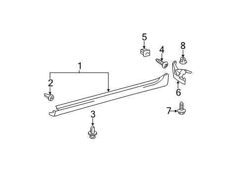 2008 Toyota Camry Rocker Molding, Blue, Driver Side Diagram for 75860-33030-J0