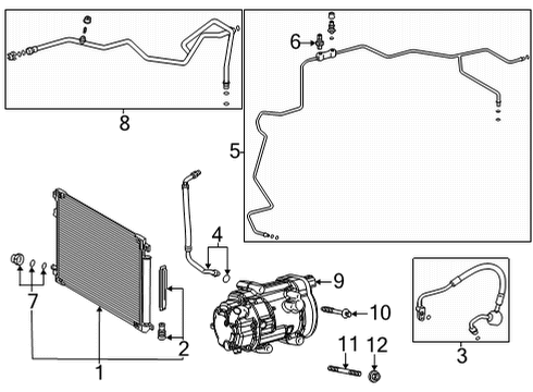 2020 Toyota Highlander A/C Condenser, Compressor & Lines Diagram