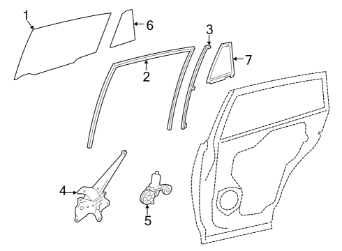 2023 Toyota Corolla Cross Glass - Rear Door Diagram