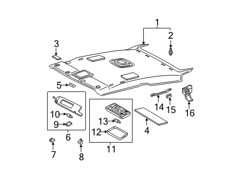 2007 Toyota Solara Interior Trim - Roof Diagram