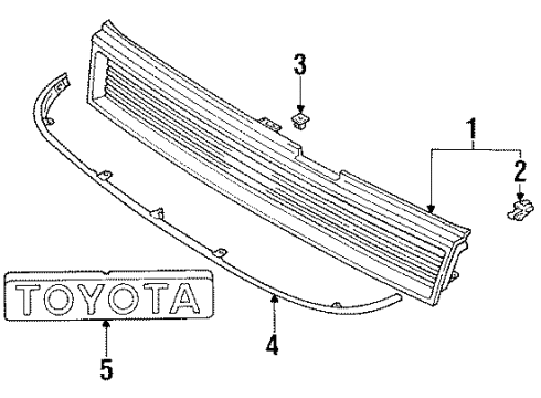 1991 Toyota Corolla Radiator Grille Emblem(Or Front Panel) Diagram for 75311-13070