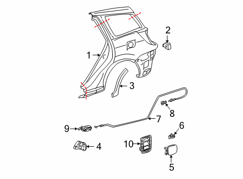 2005 Toyota Matrix Lid Assy, Fuel Filler Opening Diagram for 77350-02021