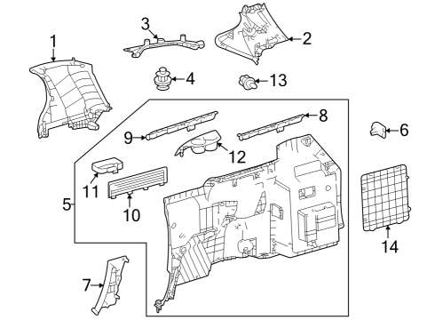 2021 Toyota Sienna GARNISH Assembly, Rr Win Diagram for 62580-08090-B0