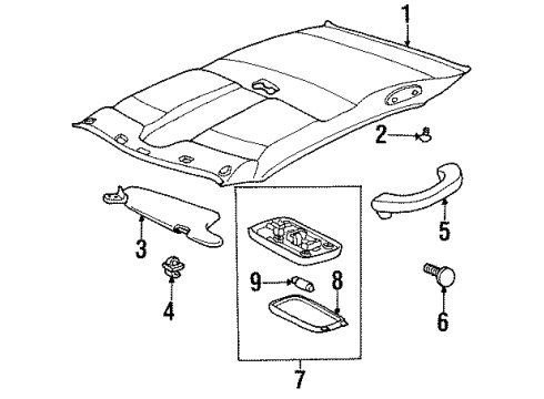 1997 Toyota Tercel Headliner, Blue Gray Diagram for 63310-16450-B0