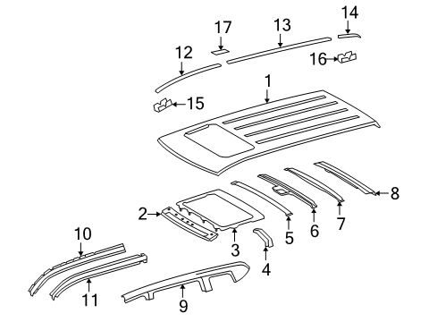 2010 Toyota Highlander Roof & Components Diagram