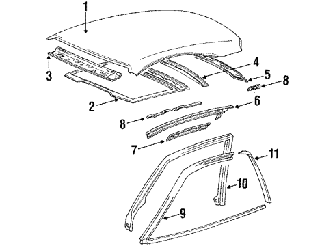 1990 Toyota Celica Roof, Back Glass Diagram