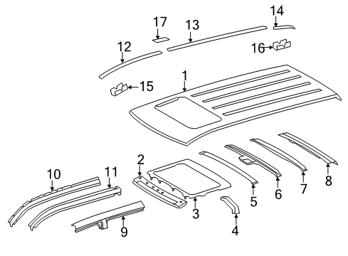 2011 Toyota Highlander Windshield Header, Front Diagram for 63102-0E902