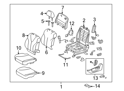 2010 Toyota Camry Driver Seat Components Diagram 2 - Thumbnail