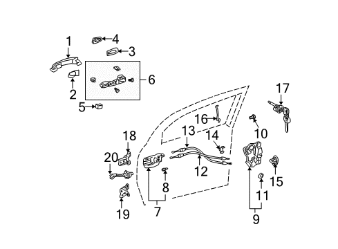 2005 Scion xA Door & Components Diagram