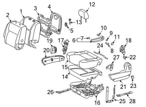 2004 Toyota Sienna ARMREST Assembly, Seat Diagram for 72820-AE040-E0