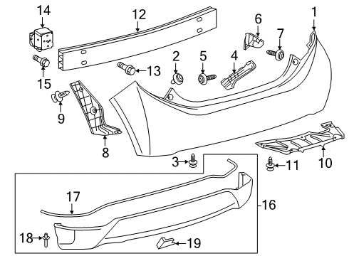 2012 Toyota Prius C Rear Bumper Diagram