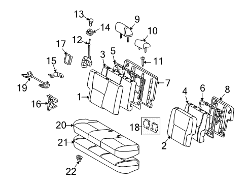 2010 Toyota Matrix Headrest Assy, Rear Seat, Center Diagram for 71960-02500-B1