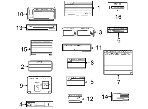 2001 Toyota Prius Plate, Engine Vacuum Hose Information Diagram for 17792-21030